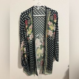 Anthropologie Polka Dot Floral Kimono - O/S